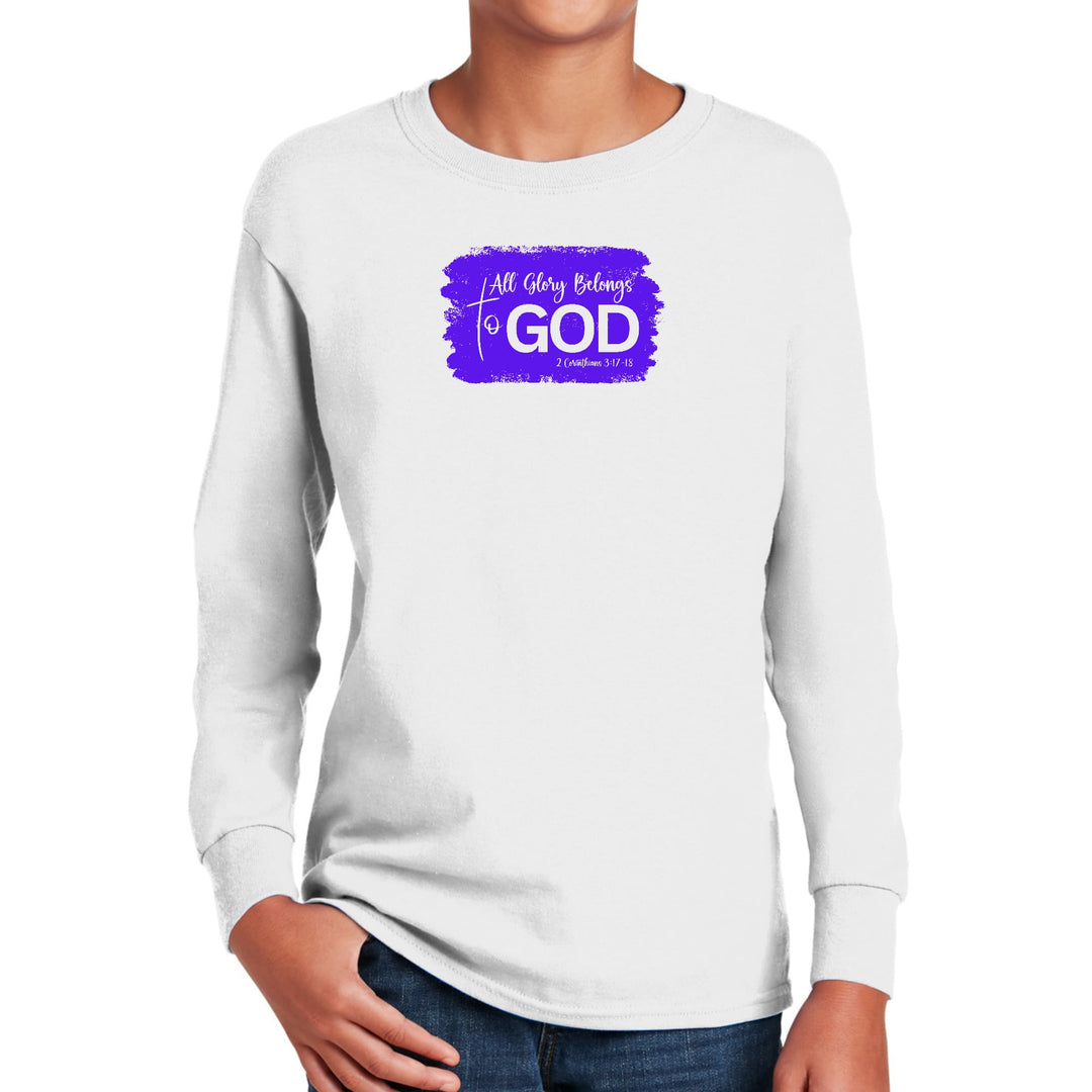 Youth Long Sleeve Graphic T-shirt All Glory Belongs to God Christian - Youth