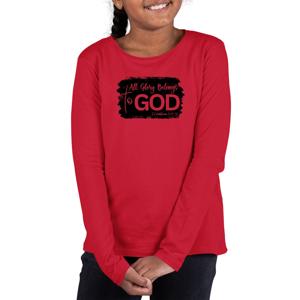 Youth Long Sleeve Graphic T-shirt All Glory Belongs to God Print - Girls