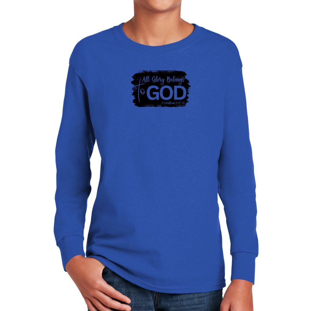 Youth Long Sleeve Graphic T-shirt All Glory Belongs to God Print - Youth