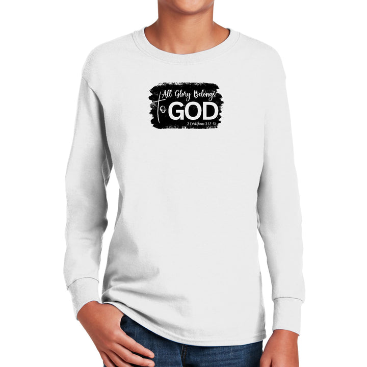 Youth Long Sleeve Graphic T-shirt All Glory Belongs to God Print - Youth