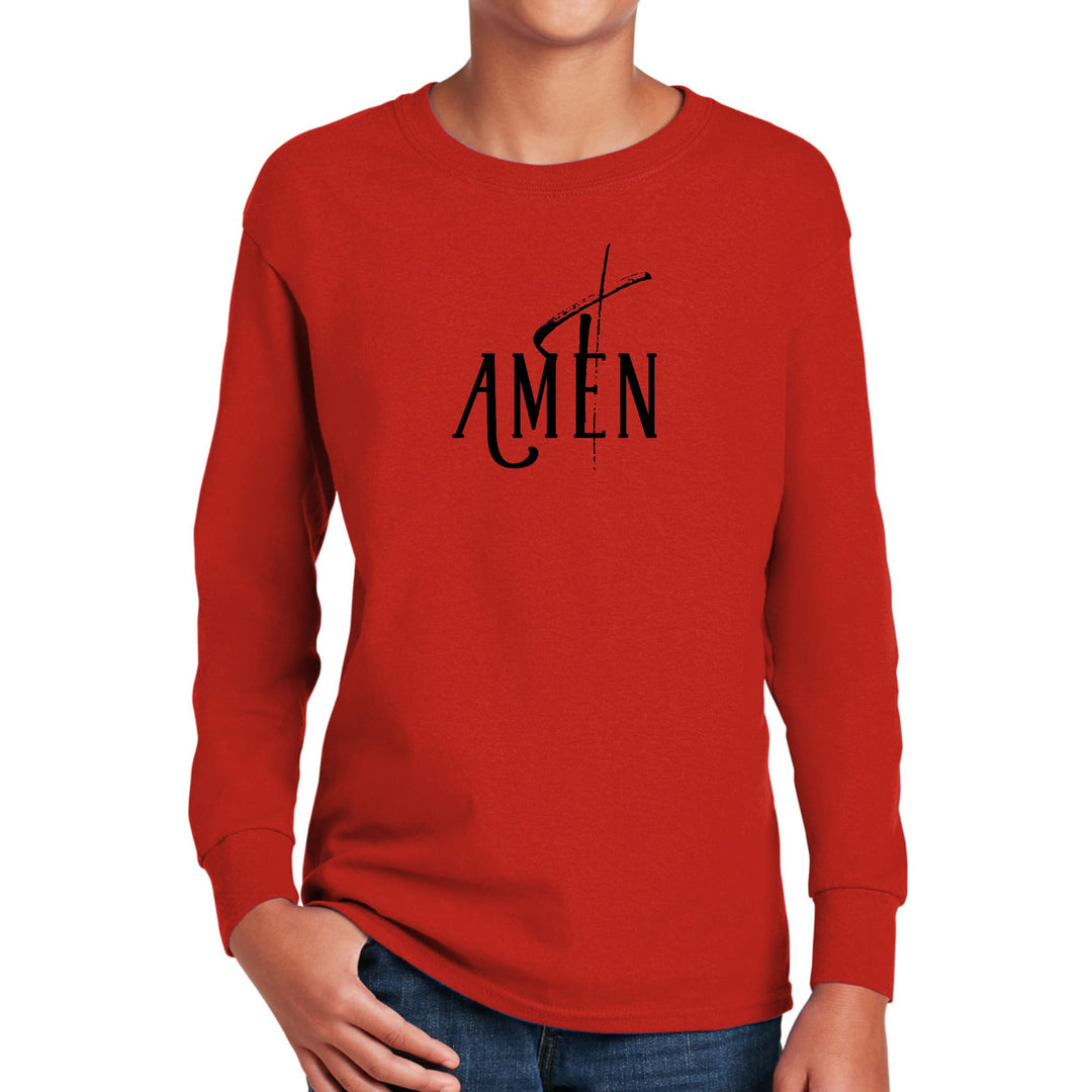 Youth Long Sleeve Graphic T-shirt Amen Black Print - Youth | T-Shirts | Long