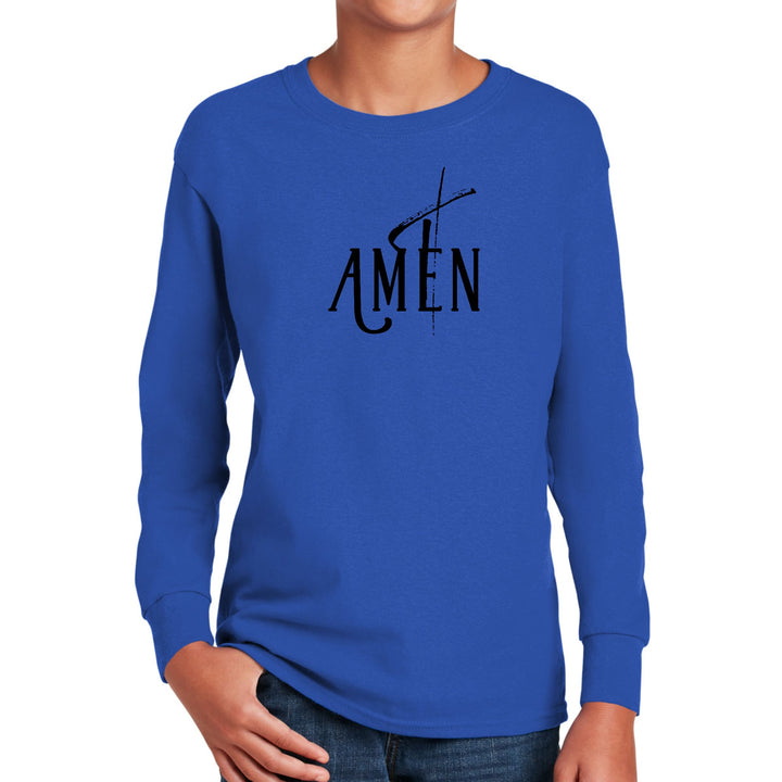 Youth Long Sleeve Graphic T-shirt Amen Black Print - Youth | T-Shirts | Long