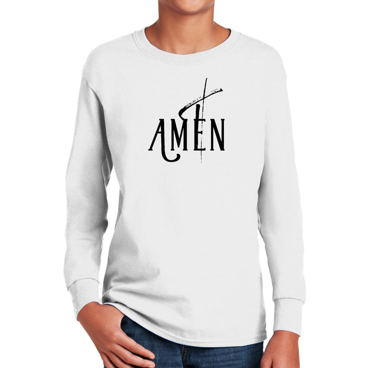 Youth Long Sleeve Graphic T-shirt Amen Black Print - Youth | T-Shirts | Long