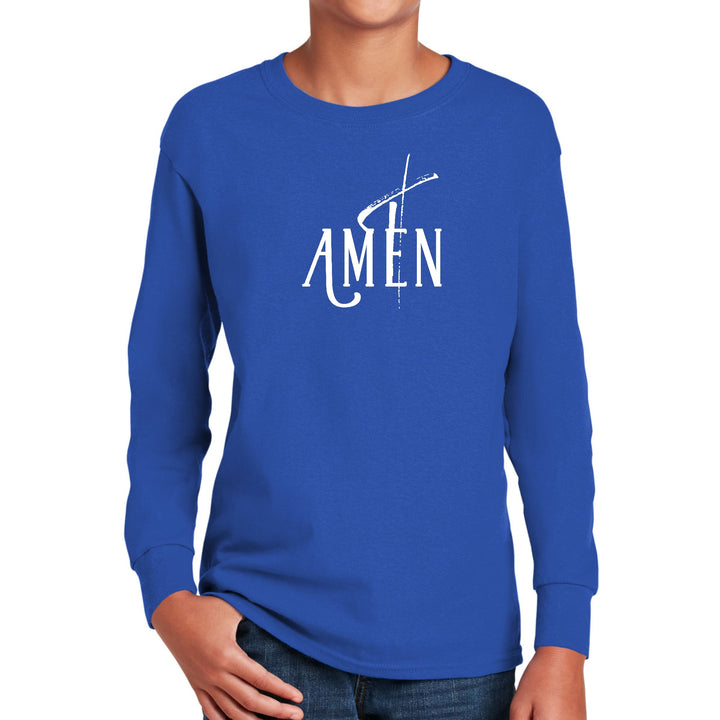 Youth Long Sleeve Graphic T-shirt Amen White Print - Youth | T-Shirts | Long