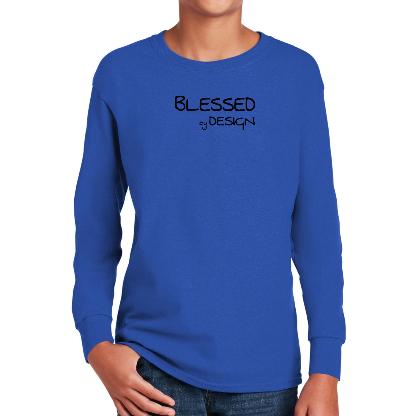 Youth Long Sleeve Graphic T-shirt Blessed By Design - Inspirational - Youth
