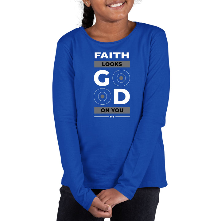 Youth Long Sleeve Graphic T-shirt - Faith Looks Good - Girls | T-Shirts | Long