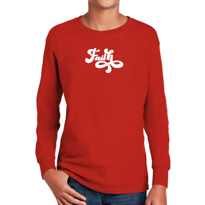 Youth Long Sleeve Graphic T-shirt Faith Script Illustration - Youth | T-Shirts
