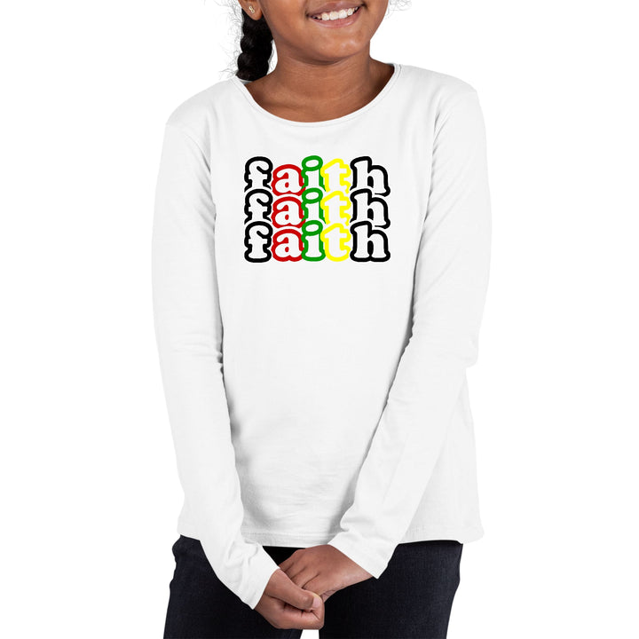 Youth Long Sleeve Graphic T-shirt Faith Stack Multicolor Black - Girls