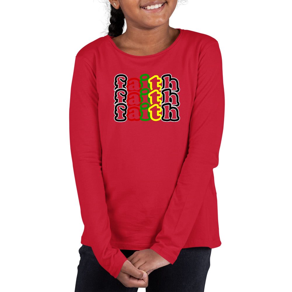 Youth Long Sleeve Graphic T-shirt Faith Stack Multicolor Black - Girls