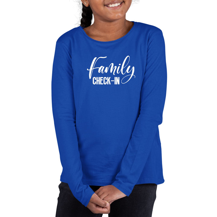 Youth Long Sleeve Graphic T-shirt Family Check-in Illustration - Girls