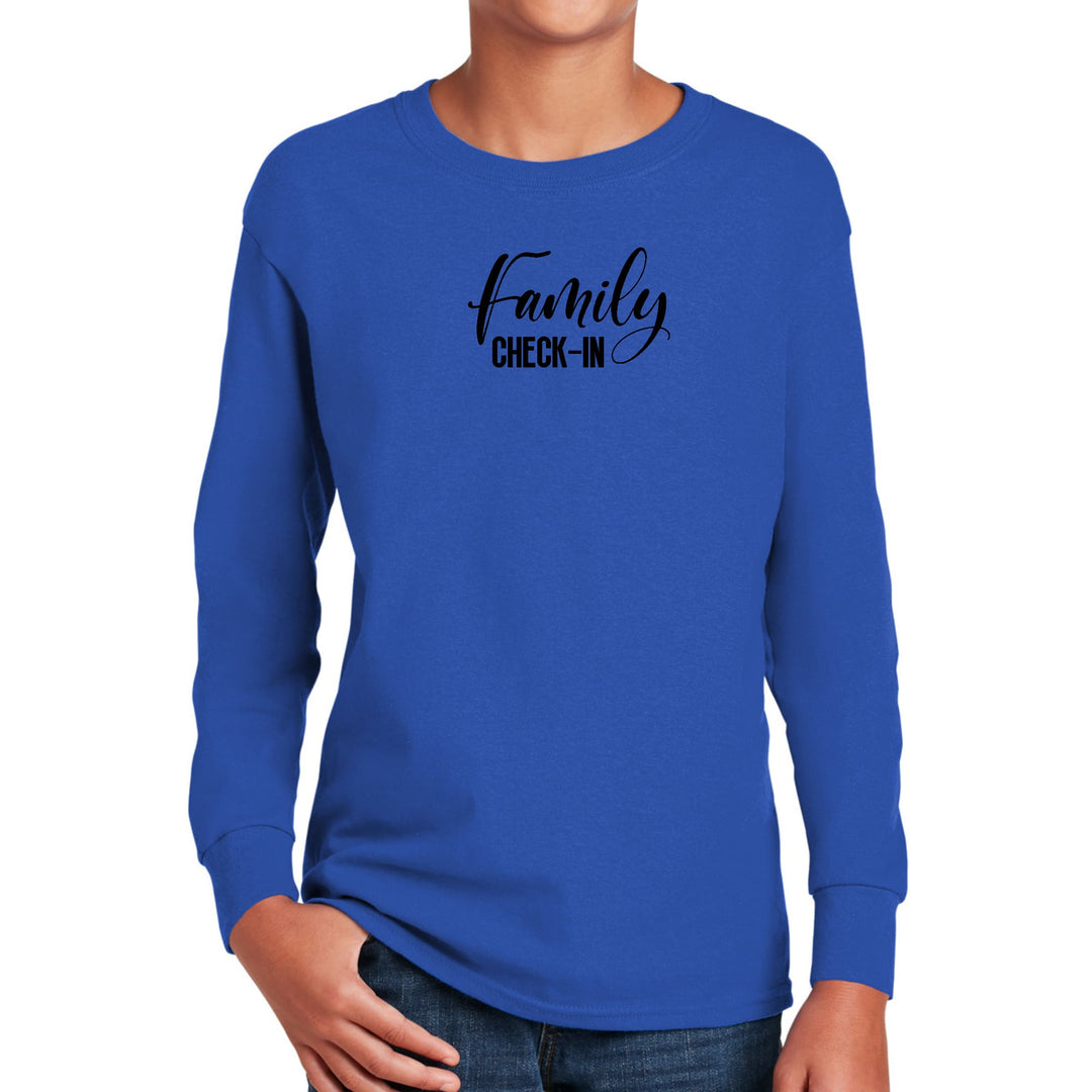 Youth Long Sleeve Graphic T-shirt Family Check-in Illustration - Youth