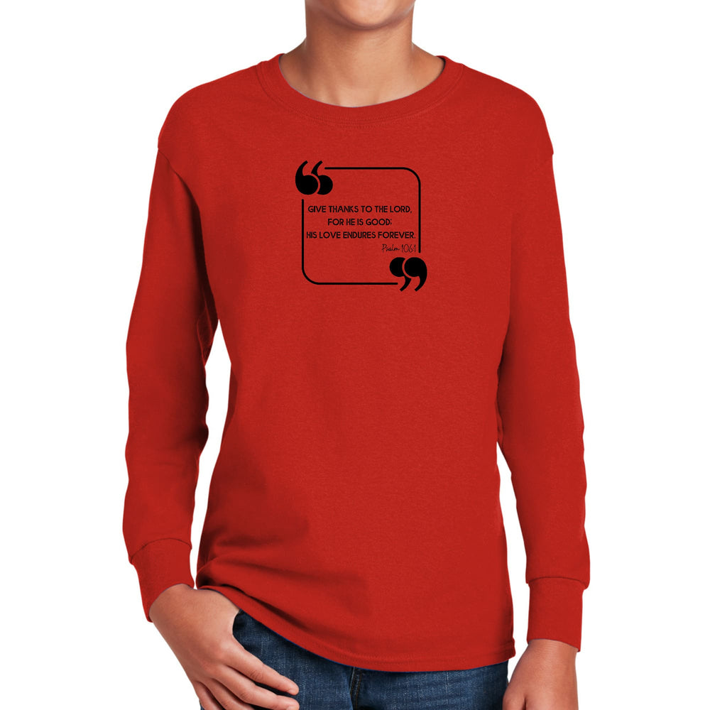 Youth Long Sleeve Graphic T-shirt Give Thanks to the Lord Black - Youth