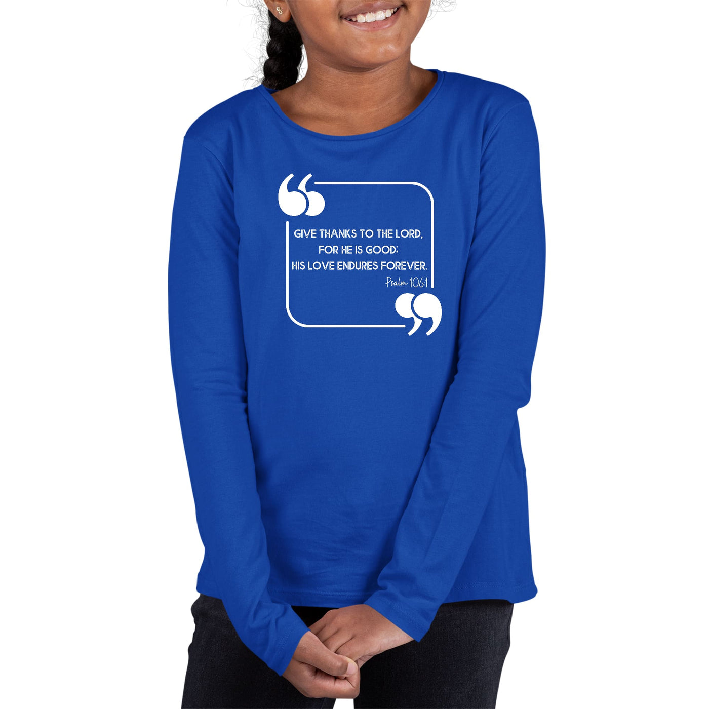 Youth Long Sleeve Graphic T-shirt Give Thanks To The Lord - Girls | T-Shirts