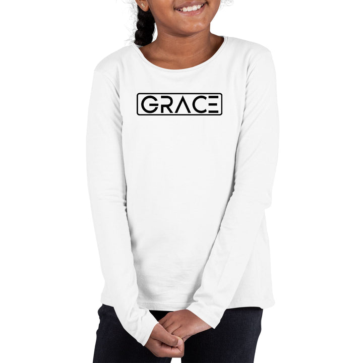 Youth Long Sleeve Graphic T-shirt Grace Christian Black Illustration - Girls