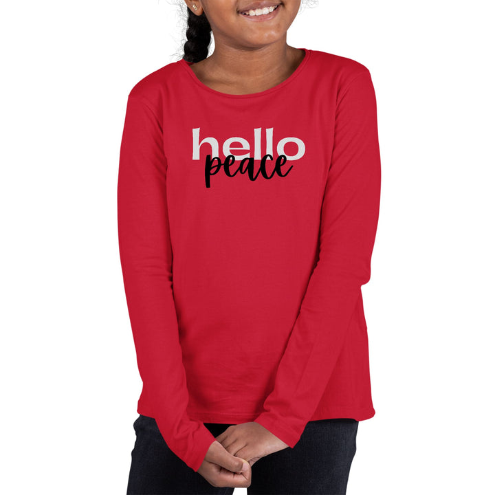 Youth Long Sleeve Graphic T-shirt Hello Peace Motivational Peaceful - Girls