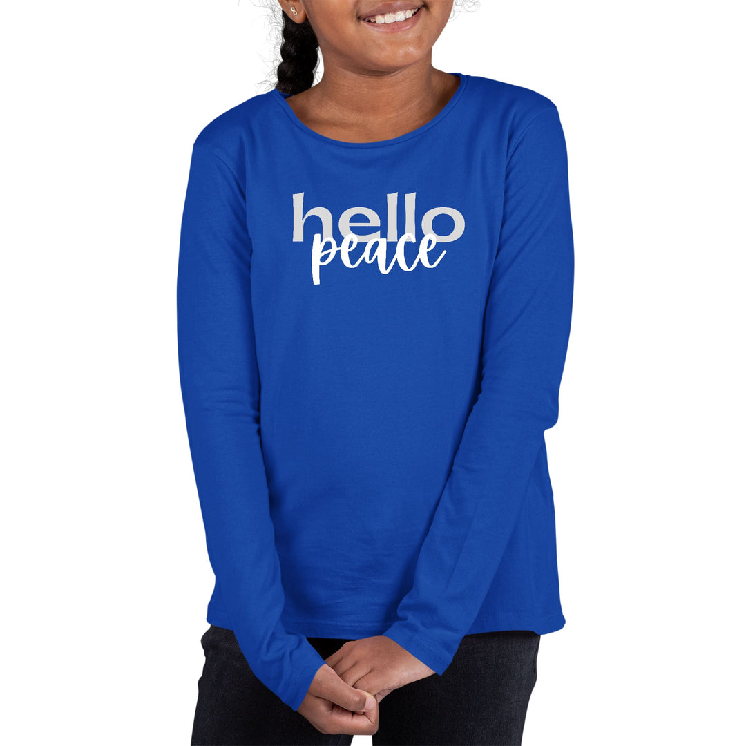 Youth Long Sleeve Graphic T-shirt Hello Peace Motivational Peaceful - Girls