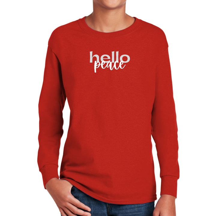 Youth Long Sleeve Graphic T-shirt Hello Peace Motivational Peaceful - Youth