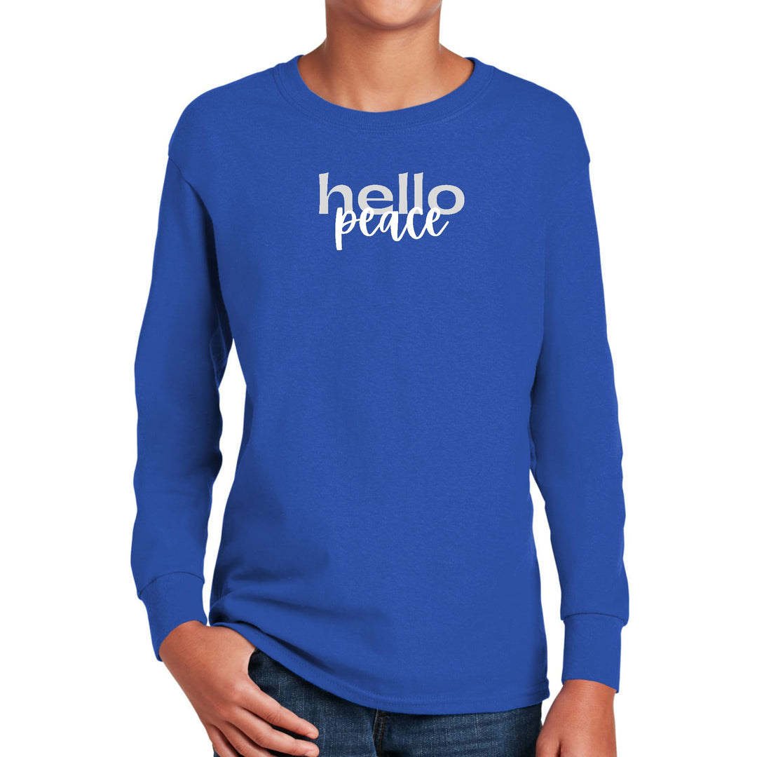 Youth Long Sleeve Graphic T-shirt Hello Peace Motivational Peaceful - Youth