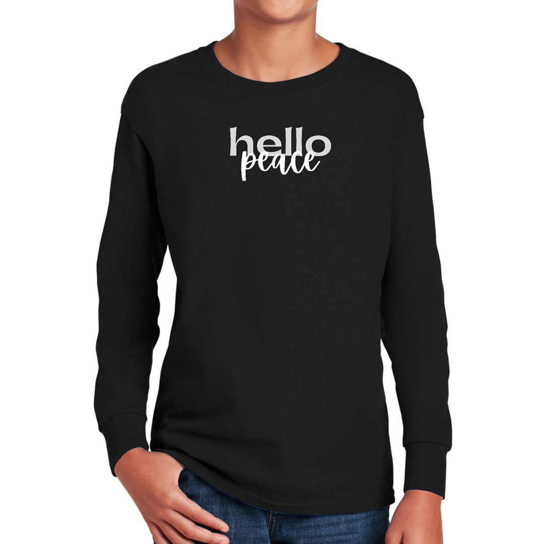 Youth Long Sleeve Graphic T-shirt Hello Peace Motivational Peaceful - Youth