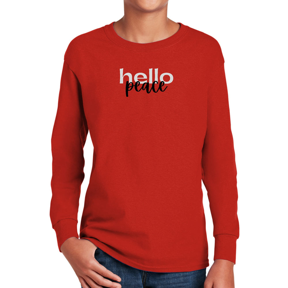 Youth Long Sleeve Graphic T-shirt Hello Peace Motivational Peaceful - Youth