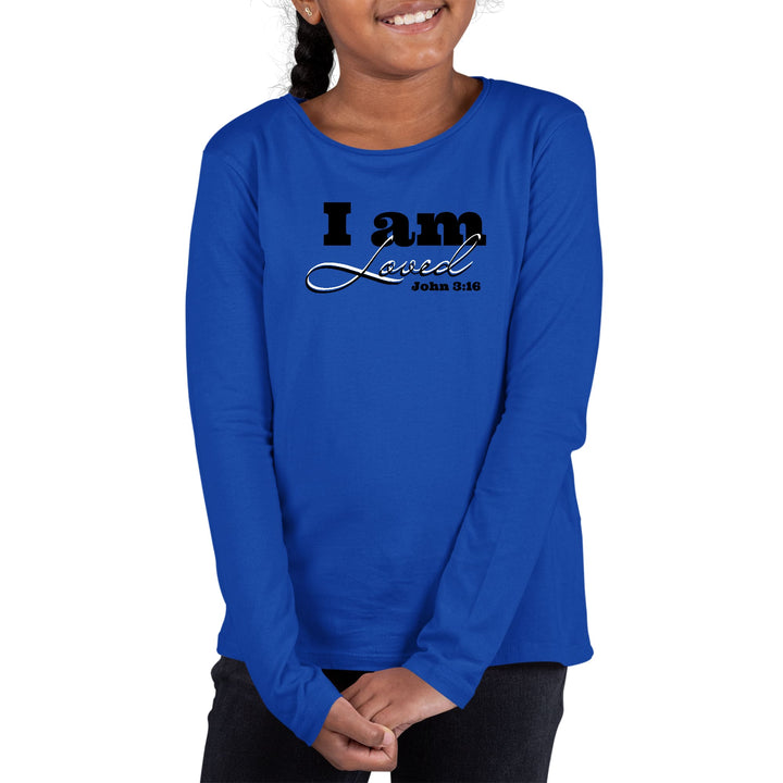 Youth Long Sleeve Graphic T-shirt i am Loved - John 3:16 Black - Girls