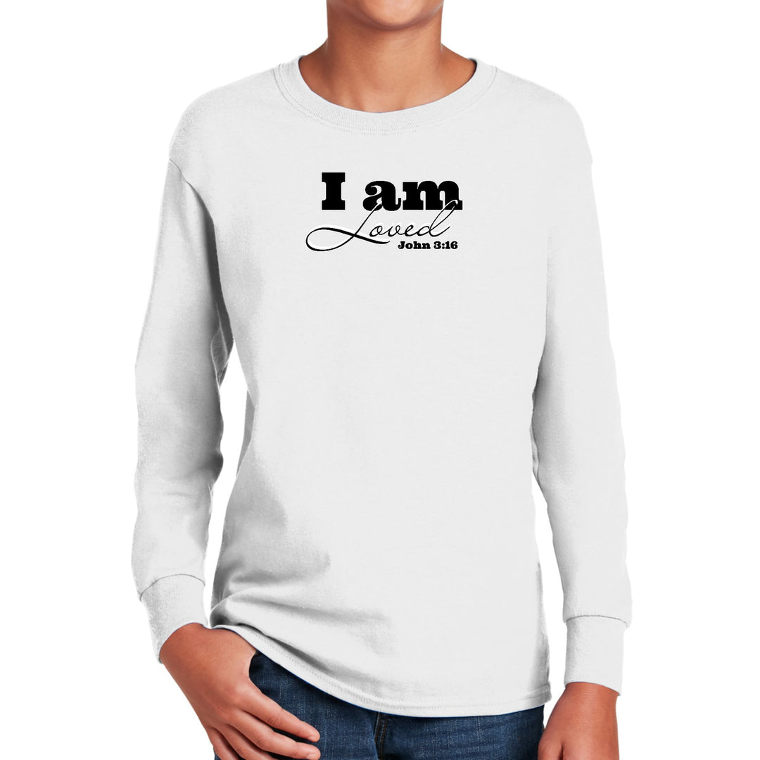 Youth Long Sleeve Graphic T-shirt i am Loved - John 3:16 Black - Youth