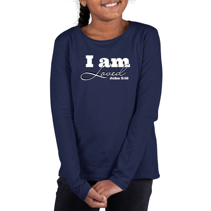 Youth Long Sleeve Graphic T-shirt i am Loved - John 3:16 Illustration - Girls