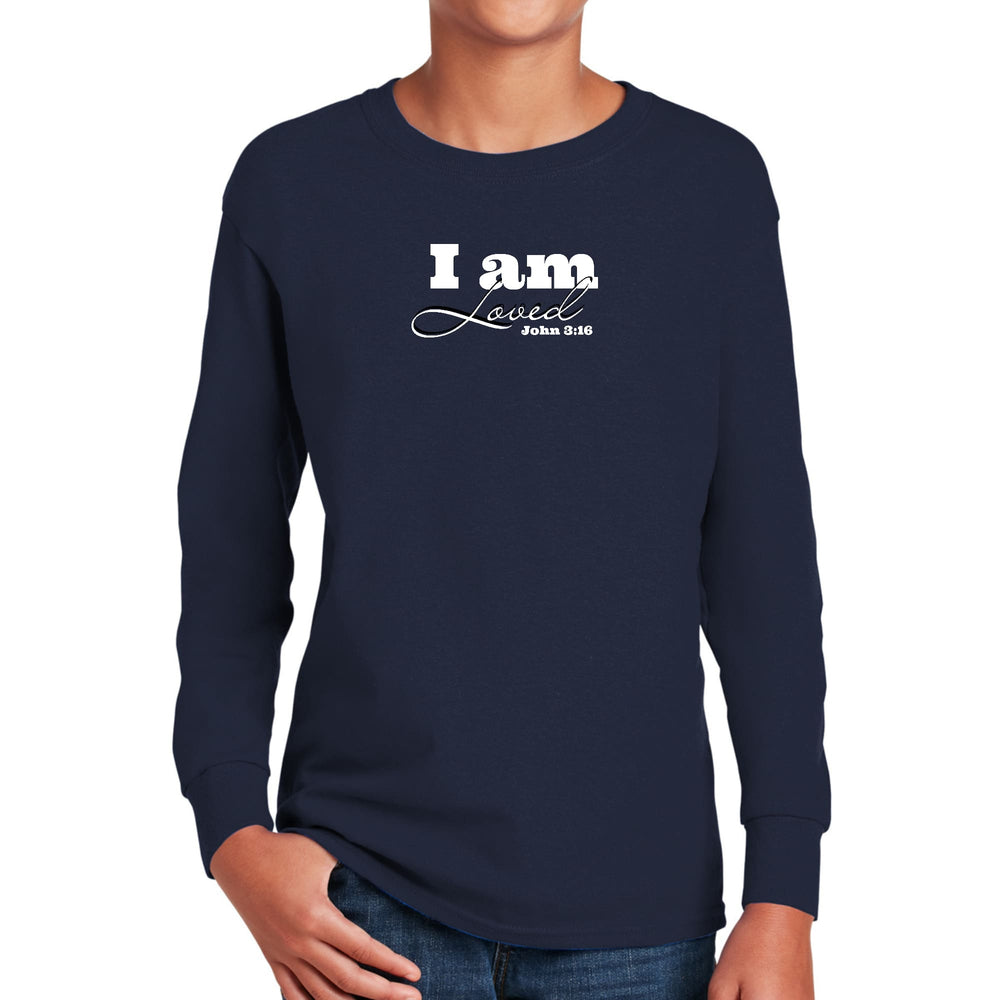 Youth Long Sleeve Graphic T-shirt i am Loved - John 3:16 Illustration - Youth