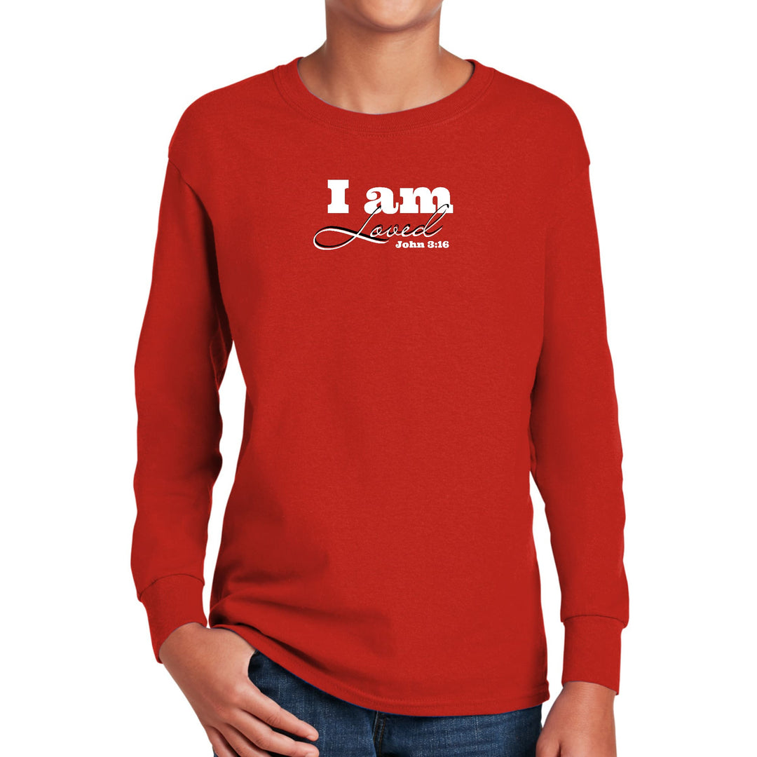 Youth Long Sleeve Graphic T-shirt i am Loved - John 3:16 Illustration - Youth