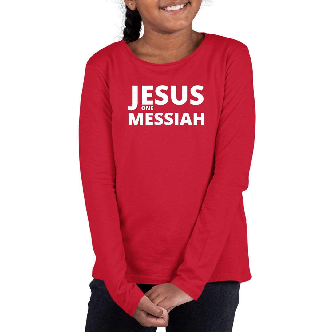 Youth Long Sleeve Graphic T-shirt Jesus one Messiah - Girls | T-Shirts | Long