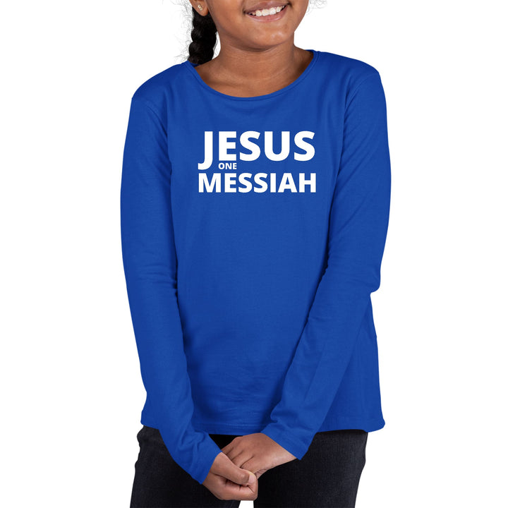 Youth Long Sleeve Graphic T-shirt Jesus one Messiah - Girls | T-Shirts | Long