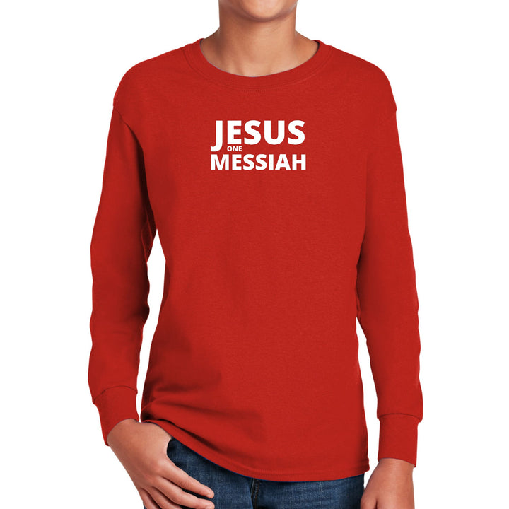 Youth Long Sleeve Graphic T-shirt Jesus one Messiah - Youth | T-Shirts | Long