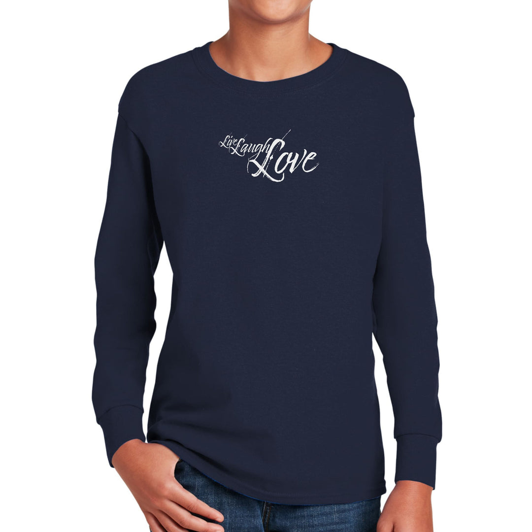 Youth Long Sleeve Graphic T-shirt Live Laugh Love Light Grey - Youth | T-Shirts