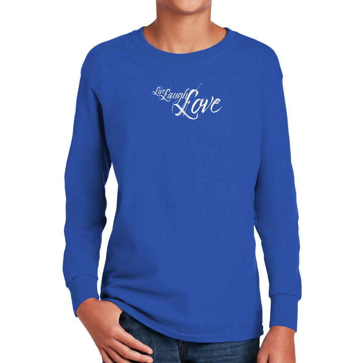 Youth Long Sleeve Graphic T-shirt Live Laugh Love Light Grey - Youth | T-Shirts