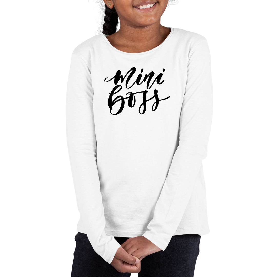 Youth Long Sleeve Graphic T-shirt Mini Boss Black Illustration - Girls