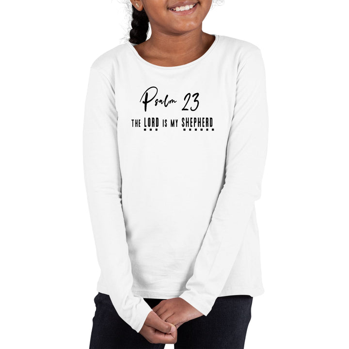 Youth Long Sleeve Graphic T-shirt Psalm 23 the Lord is my Shepherd - Girls