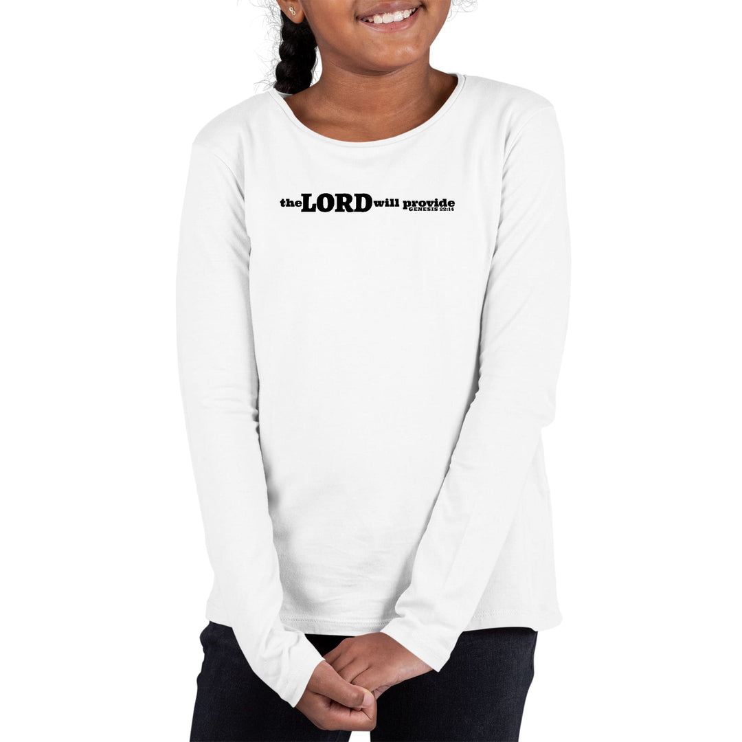 Youth Long Sleeve Graphic T-shirt the Lord will Provide Print - Girls