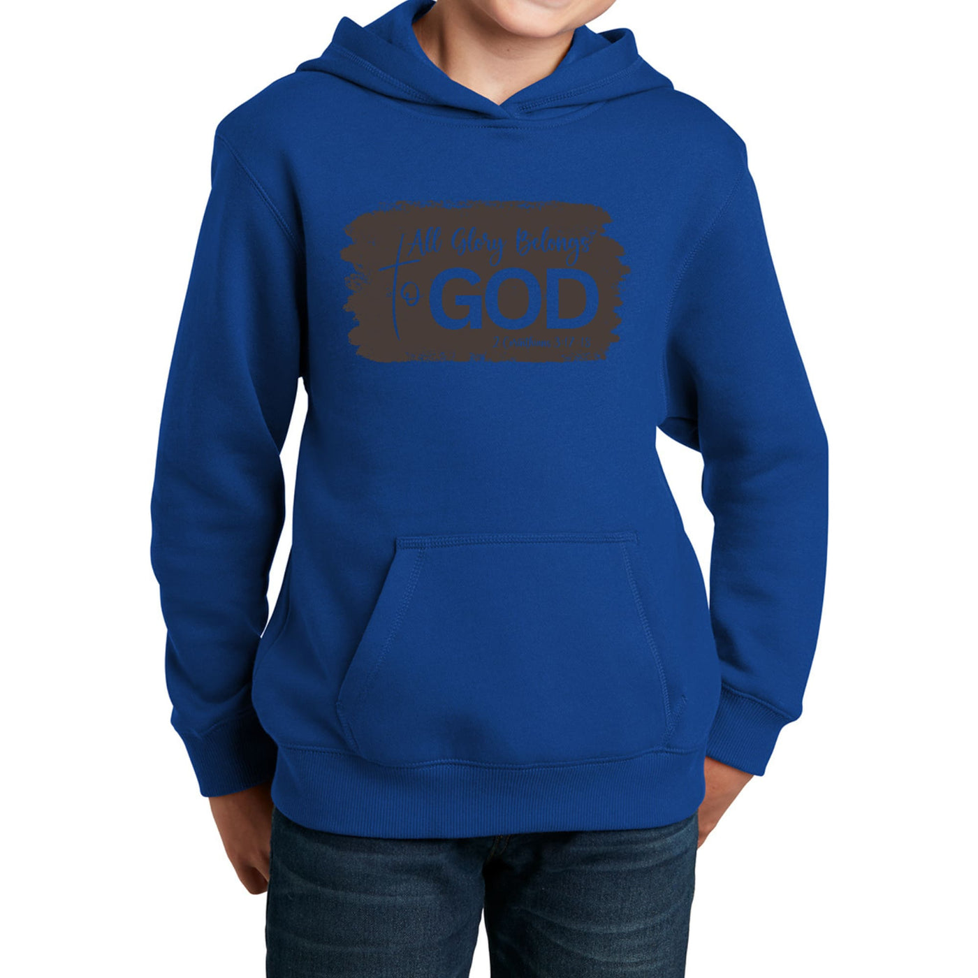 Youth Long Sleeve Hoodie All Glory Belongs To God Brown - Youth | Hoodies