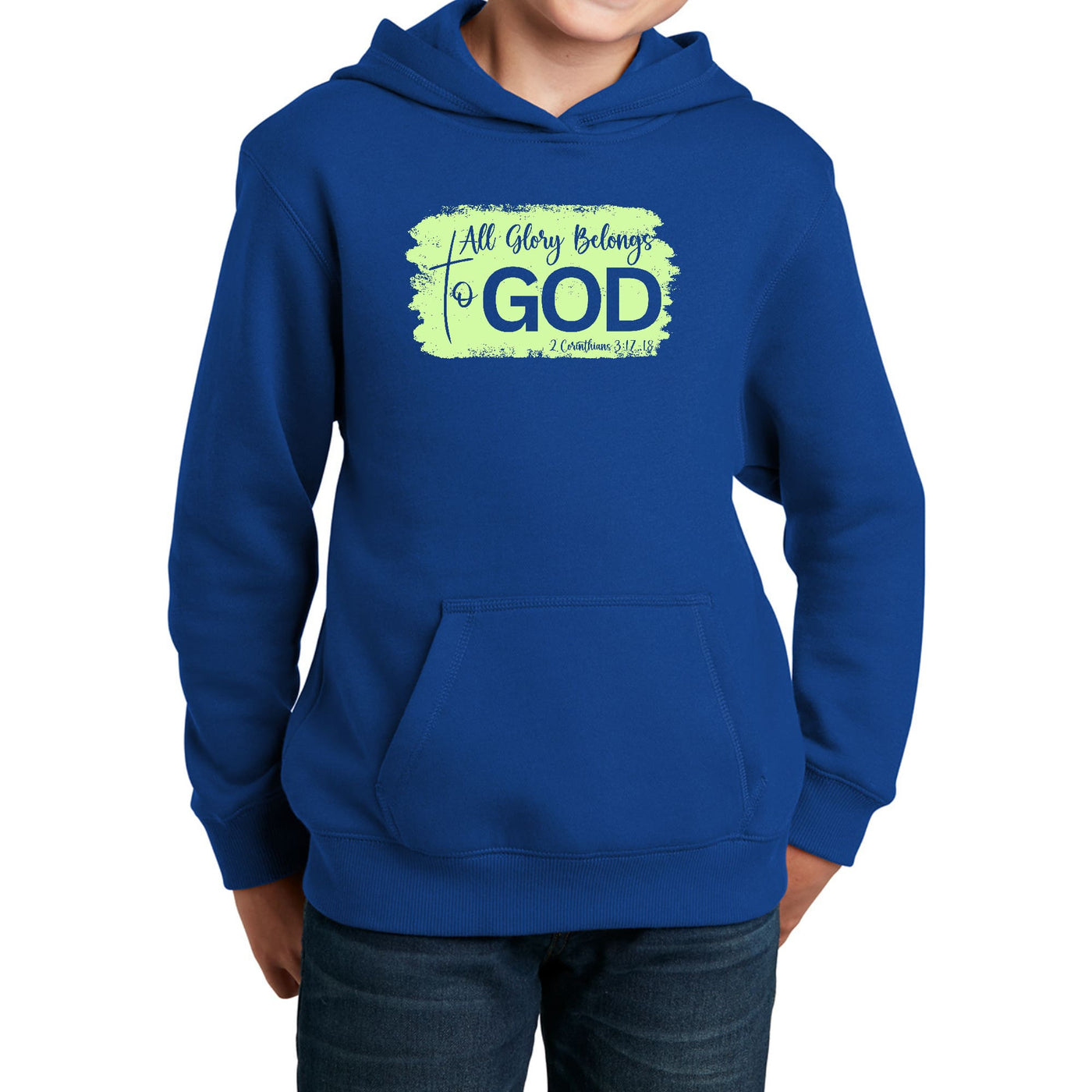 Youth Long Sleeve Hoodie All Glory Belongs To God Christian Neon - Youth