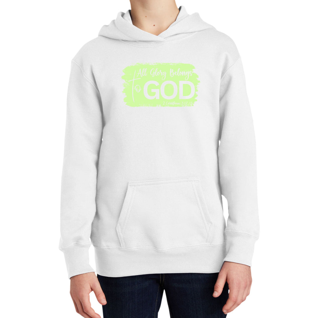 Youth Long Sleeve Hoodie All Glory Belongs To God Christian Neon - Youth