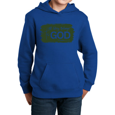 Youth Long Sleeve Hoodie All Glory Belongs To God Dark Green - Youth | Hoodies