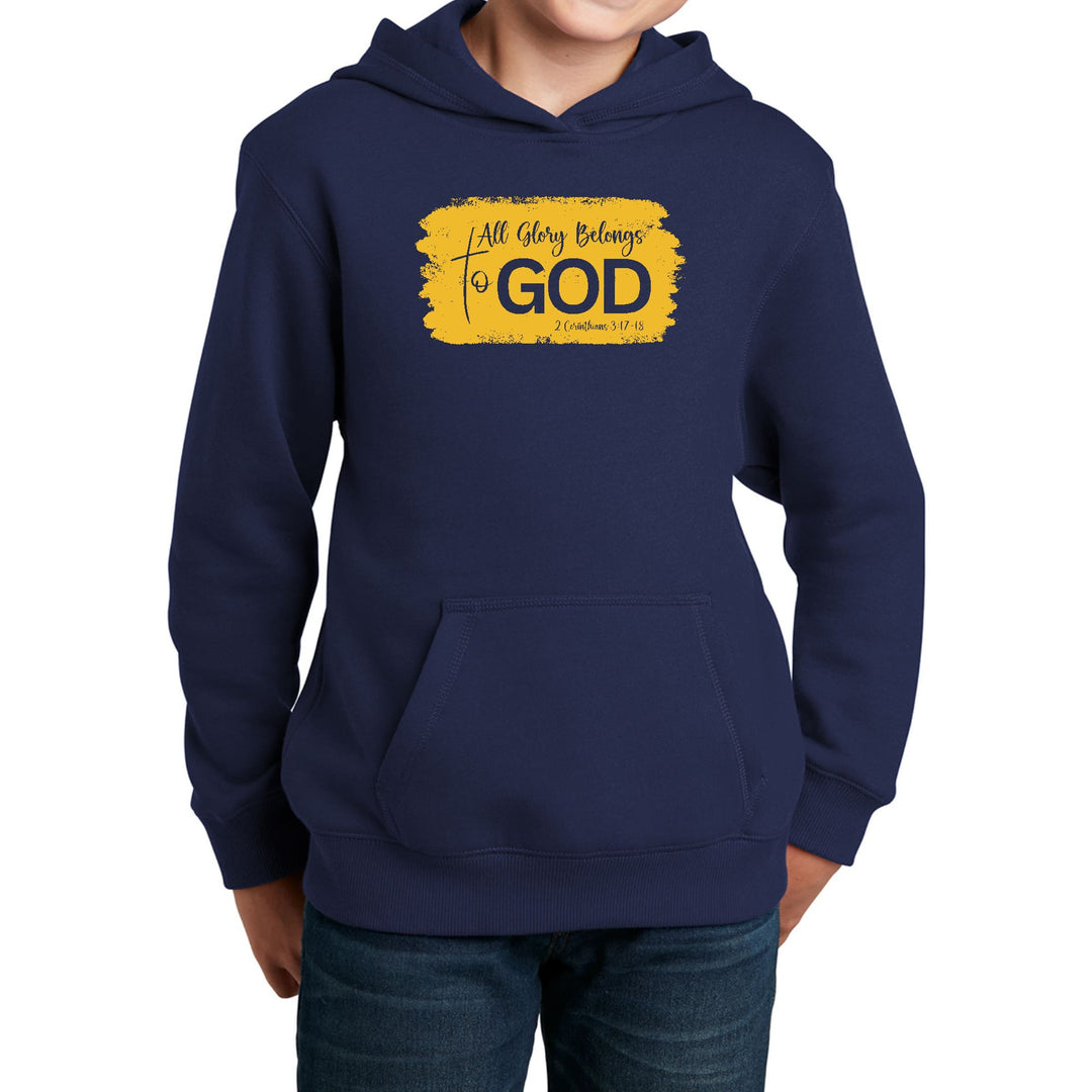 Youth Long Sleeve Hoodie All Glory Belongs to God Golden Yellow - Youth