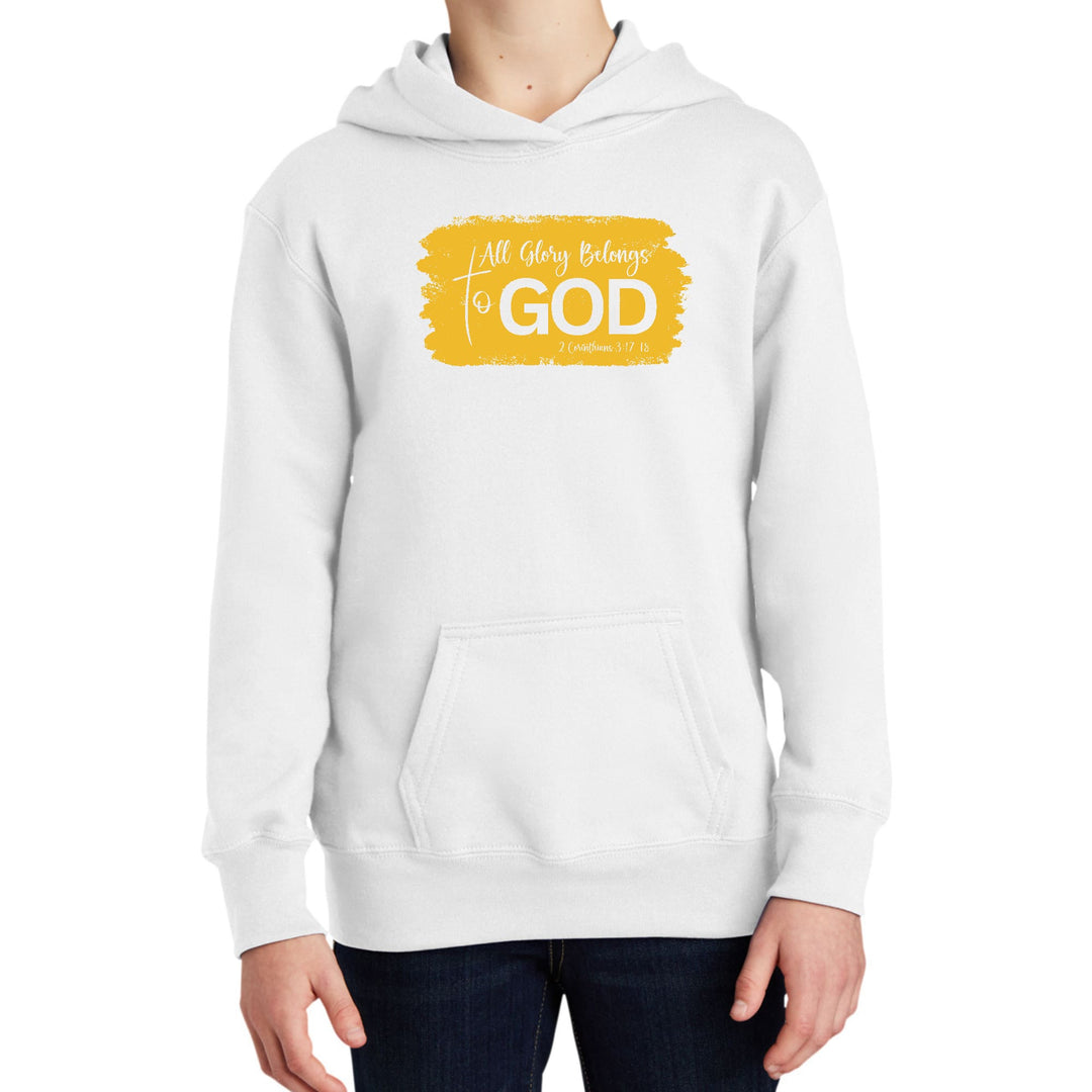 Youth Long Sleeve Hoodie All Glory Belongs to God Golden Yellow - Youth