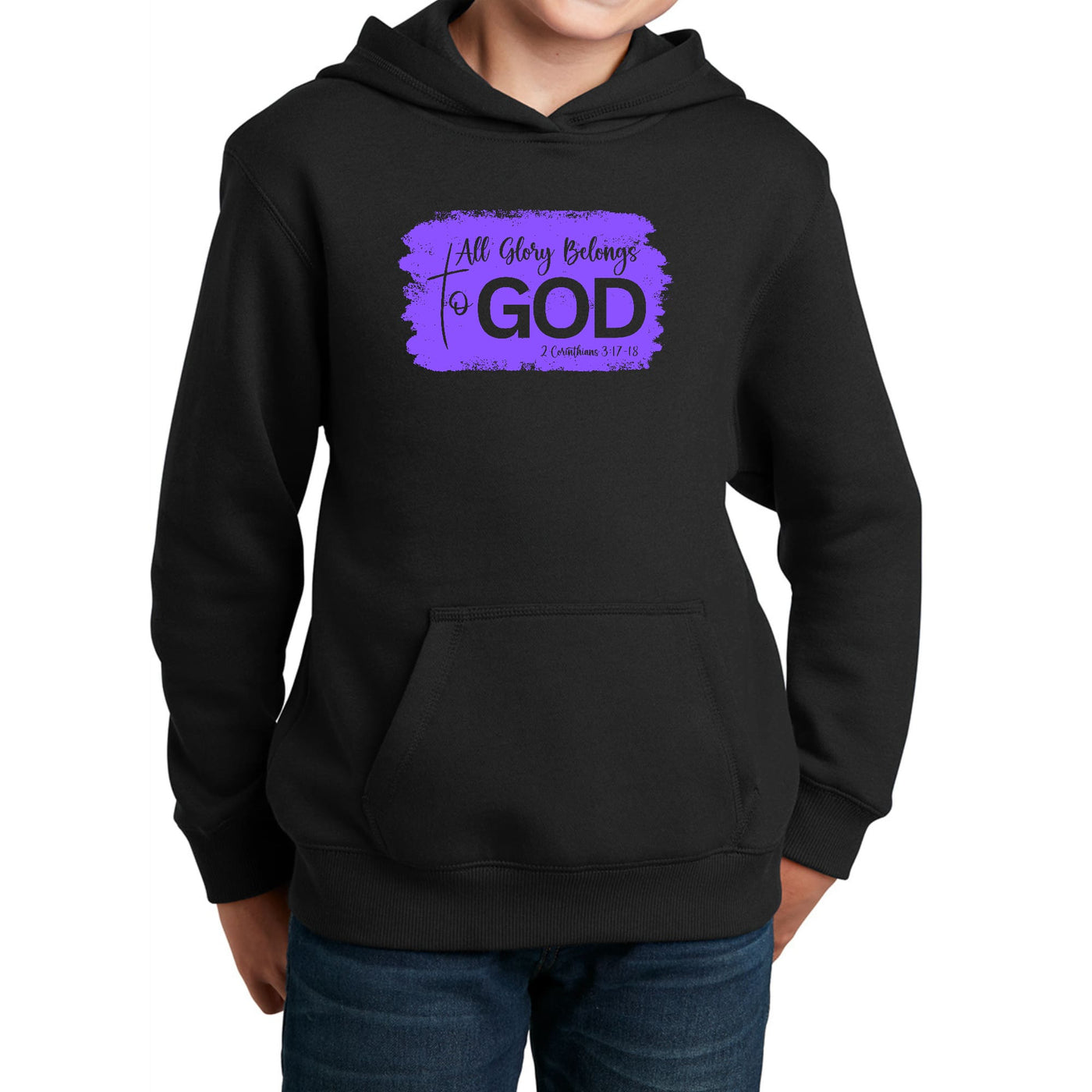 Youth Long Sleeve Hoodie All Glory Belongs To God Lavender - Youth | Hoodies