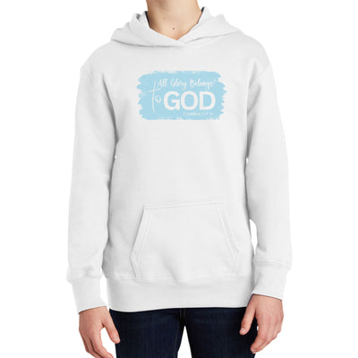 Youth Long Sleeve Hoodie All Glory Belongs To God Light Blue - Youth | Hoodies