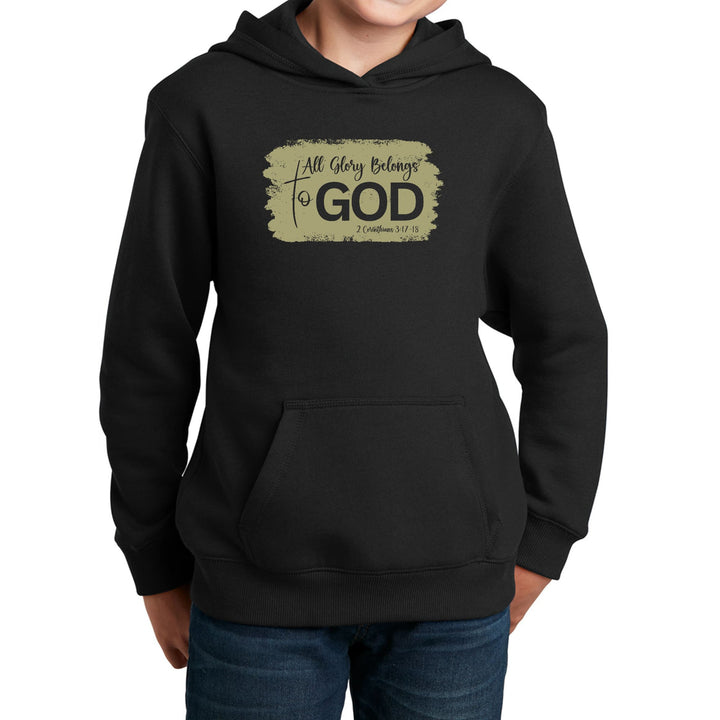 Youth Long Sleeve Hoodie All Glory Belongs to God Olive Green - Youth | Hoodies