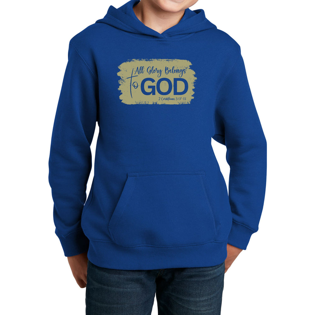 Youth Long Sleeve Hoodie All Glory Belongs to God Olive Green - Youth | Hoodies