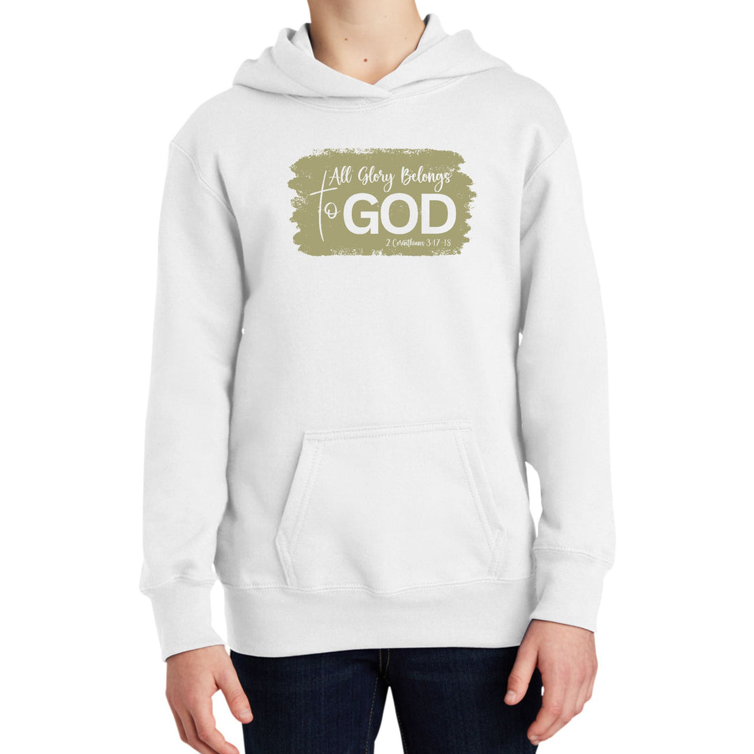 Youth Long Sleeve Hoodie All Glory Belongs to God Olive Green - Youth | Hoodies