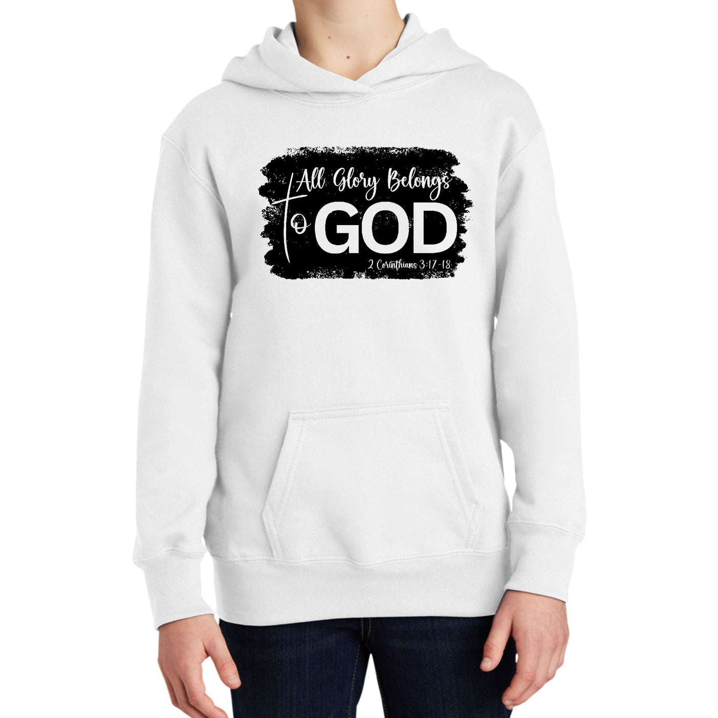 Youth Long Sleeve Hoodie All Glory Belongs To God Print - Youth | Hoodies