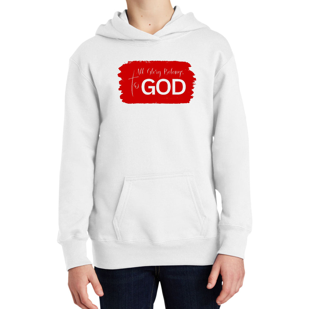 Youth Long Sleeve Hoodie All Glory Belongs to God Red - Youth | Hoodies